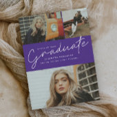 Moderne Script 3 Foto Collage Graduation Party Einladung