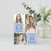 Moderne Script 3 FOTO Graduation Party Einladung Postkarte (Stehend Vorderseite)