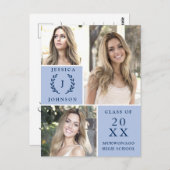 Moderne Script 3 FOTO Graduation Party Einladung Postkarte (Vorne/Hinten)
