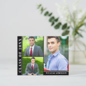 Moderne Script 3 FOTO Graduation Party Einladung Postkarte (Stehend Vorderseite)