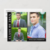 Moderne Script 3 FOTO Graduation Party Einladung Postkarte (Vorne/Hinten)