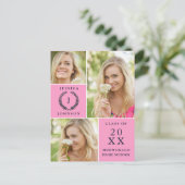 Moderne Script 3 FOTO Graduation Party Einladung Postkarte (Stehend Vorderseite)