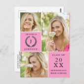 Moderne Script 3 FOTO Graduation Party Einladung Postkarte (Vorne/Hinten)