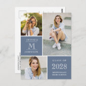 Moderne Script 3 FOTO Graduation Party Einladung Postkarte (Vorne/Hinten)