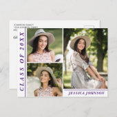 Moderne Script 3 FOTO Graduation Party Einladung Postkarte (Vorne/Hinten)