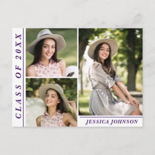 Moderne Script 3 FOTO Graduation Party Einladung Postkarte