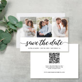 Moderne Script 3 Fotos QR CODE Hochzeitsseite Save The Date