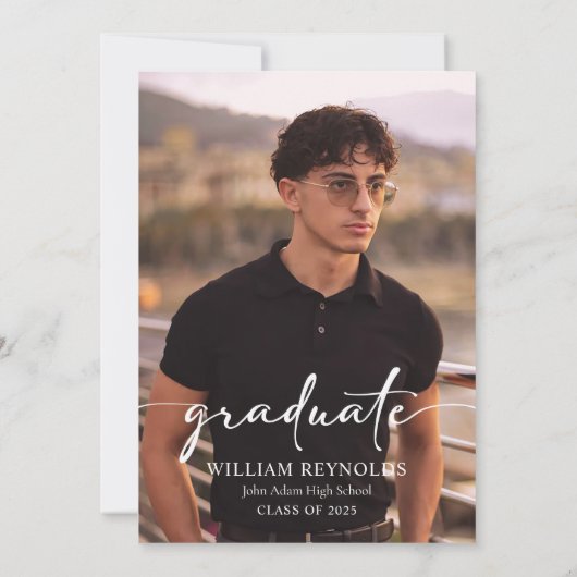 Moderne Script 4 Foto Collage Graduation Party Einladung (Rückseite)