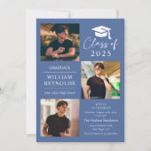 Moderne Script 4 Foto Collage Graduation Party Einladung (Vorderseite)