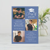 Moderne Script 4 Foto Collage Graduation Party Einladung (Stehend Vorderseite)