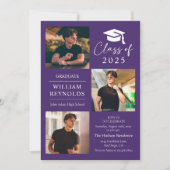Moderne Script 4 Foto Collage Graduation Party Einladung (Vorderseite)