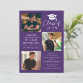 Moderne Script 4 Foto Collage Graduation Party Einladung (Stehend Vorderseite)