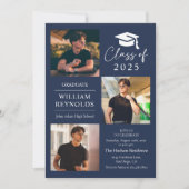 Moderne Script 4 Foto Collage Graduation Party Einladung (Vorderseite)