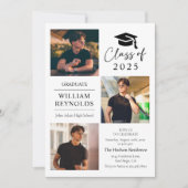 Moderne Script 4 Foto Collage Graduation Party Einladung (Vorderseite)