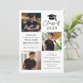 Moderne Script 4 Foto Collage Graduation Party Einladung (Stehend Vorderseite)