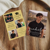 Moderne Script 4 Foto Collage Graduation Party Einladung