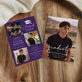 Moderne Script 4 Foto Collage Graduation Party Einladung