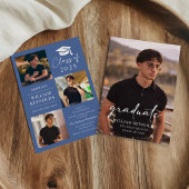 Moderne Script 4 Foto Collage Graduation Party Einladung