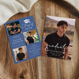 Moderne Script 4 Foto Collage Graduation Party Einladung