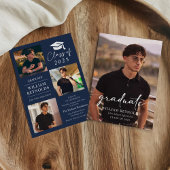 Moderne Script 4 Foto Collage Graduation Party Einladung