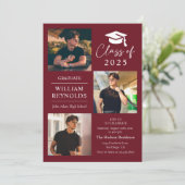 Moderne Script 4 Foto Collage Graduation Party Einladung (Stehend Vorderseite)