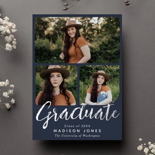 Moderne Script 4 Fotos Graduierungsparty Einladung