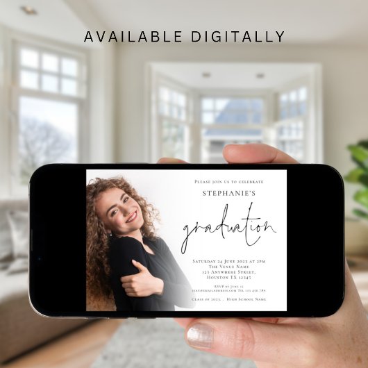 Moderne Script 6 Foto Overlay Graduation Party Einladung