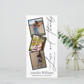 moderne Script Abschluss 3 Foto Stand stilvoll Dankeskarte (Stehend Vorderseite)