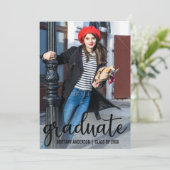 Moderne Script Abschluss-Ankündigung Foto-Karte Ankündigung (Stehend Vorderseite)