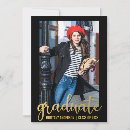 Moderne Script Abschluss-Ankündigung Gold Ankündigung (Vorderseite)