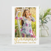 Moderne Script Abschluss Announction Card Gold W Ankündigung (Stehend Vorderseite)