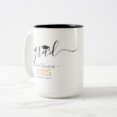 Moderne Script-Abschluss-Klasse 2025 Zweifarbige Tasse (Vorderseite Links)