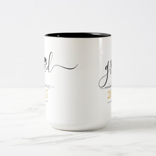 Moderne Script-Abschluss-Klasse 2025 Zweifarbige Tasse (Mittel)