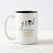 Moderne Script-Abschluss-Klasse 2025 Zweifarbige Tasse (Links)