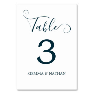 Moderne Script Aquamarin Wedding Tischnummer Card