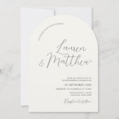 Moderne Script Arch Ecru Hochzeitseinladung Einladung (Vorderseite)