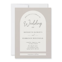 Moderne Script Arch Frame Taupe Ecru Wedding
