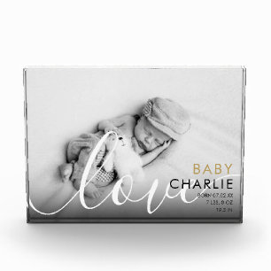 Moderne Script Baby Birth Stats Fotoblock