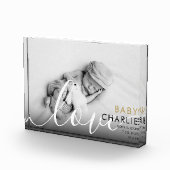 Moderne Script Baby Birth Stats Fotoblock (Rechts)