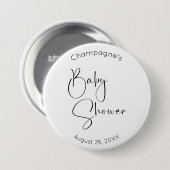 Moderne Script Baby Dusche Button (Vorne & Hinten)