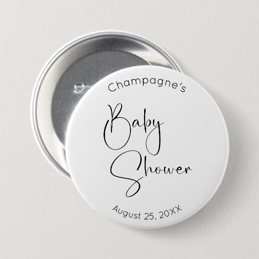 Moderne Script Baby Dusche Button (Vorne & Hinten)