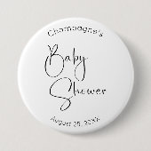 Moderne Script Baby Dusche Button (Vorderseite)