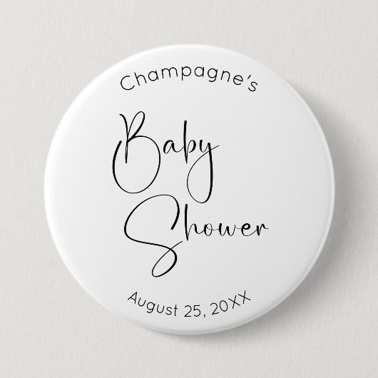 Moderne Script Baby Dusche Button (Vorderseite)
