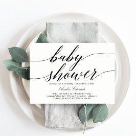 Moderne Script Baby Dusche Einladung