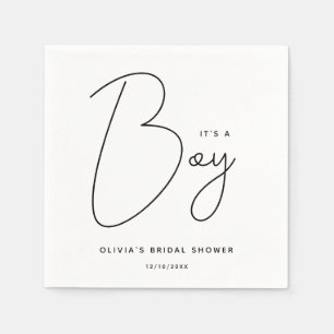 Moderne Script Baby Dusche Es ist ein Junge Serviette