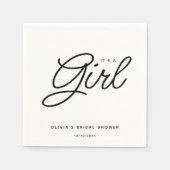 Moderne Script Baby Dusche Es ist ein Mädchen Serviette (Vorderseite)