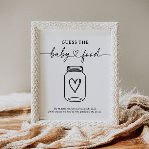 Moderne Script Baby-Dusche schätzt das Baby Food-Z Poster