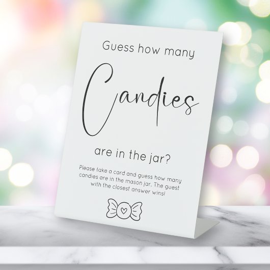 Moderne Script Baby Dusche schätzt, wie viele Cand Sockelschild