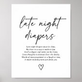 Moderne Script Baby Dusche Spate Night Diapers sig Poster (Vorne)