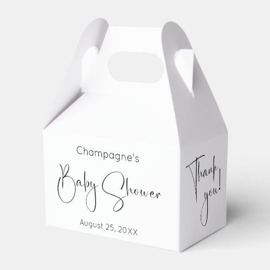 Moderne Script Baby Dusche Vielen Dank für Ihr Int Geschenkschachtel (Vorderseite)